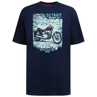 D555 Plus Size Knowle Detroit Motorbike T-Shirt Navy