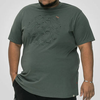 D555 Plus Size Poole Circle Wave T-Shirt Khaki