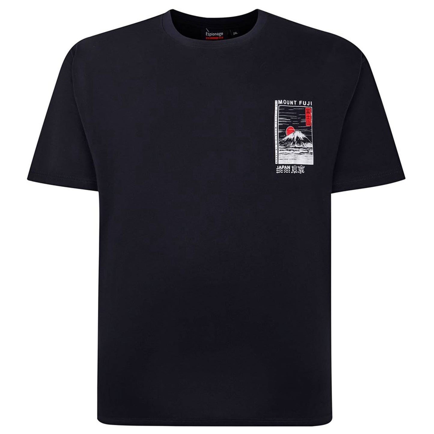 Espionage Plus Size Mount Fuji Back Print T-Shirt Navy