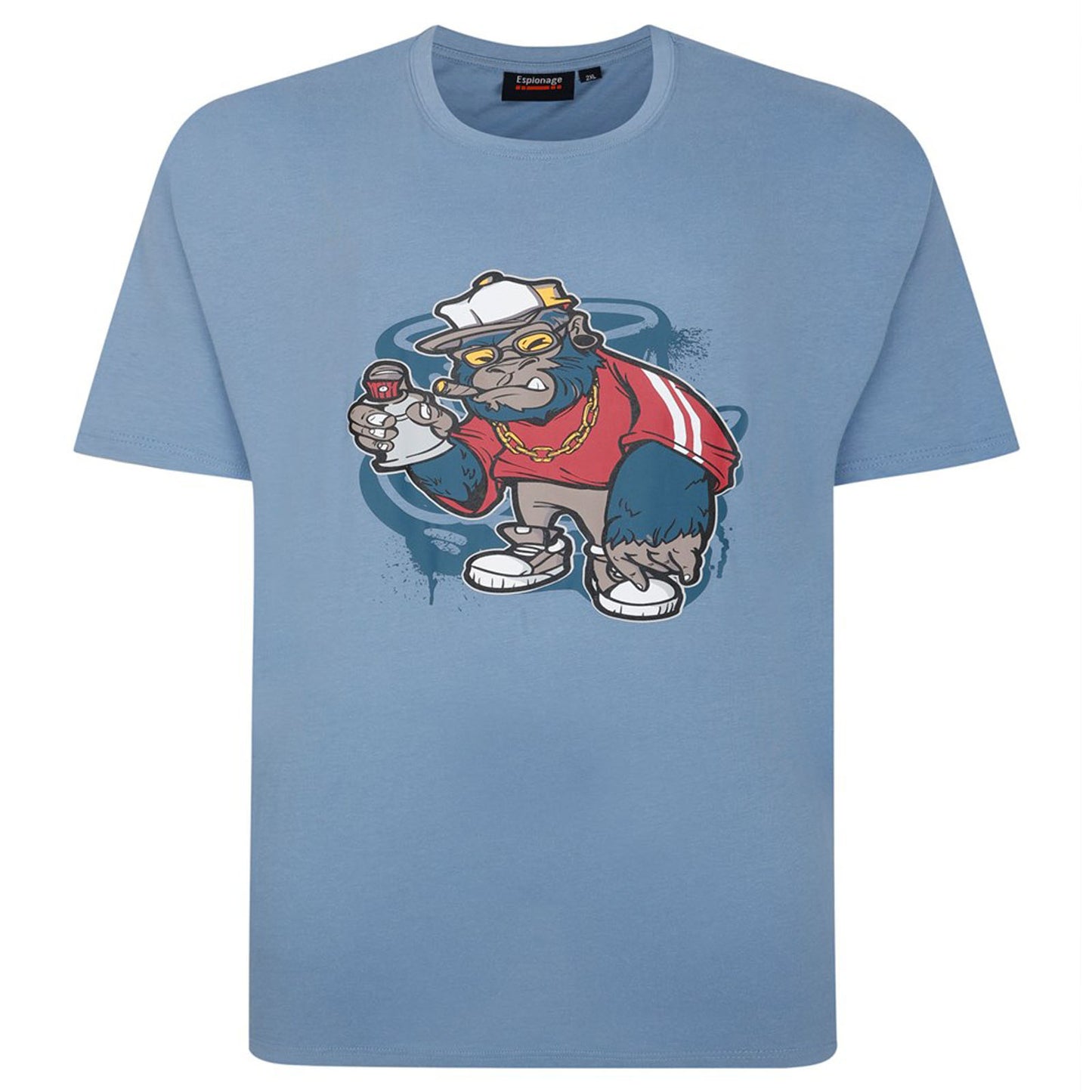 Espionage Plus Size Graffiti Bear T-Shirt Blue