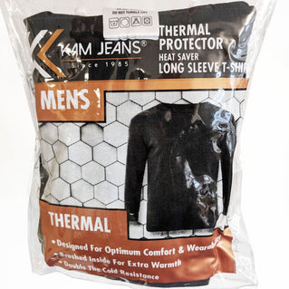 Kam Jeans Plus Size Thermal Long Sleeve T-Shirt Black