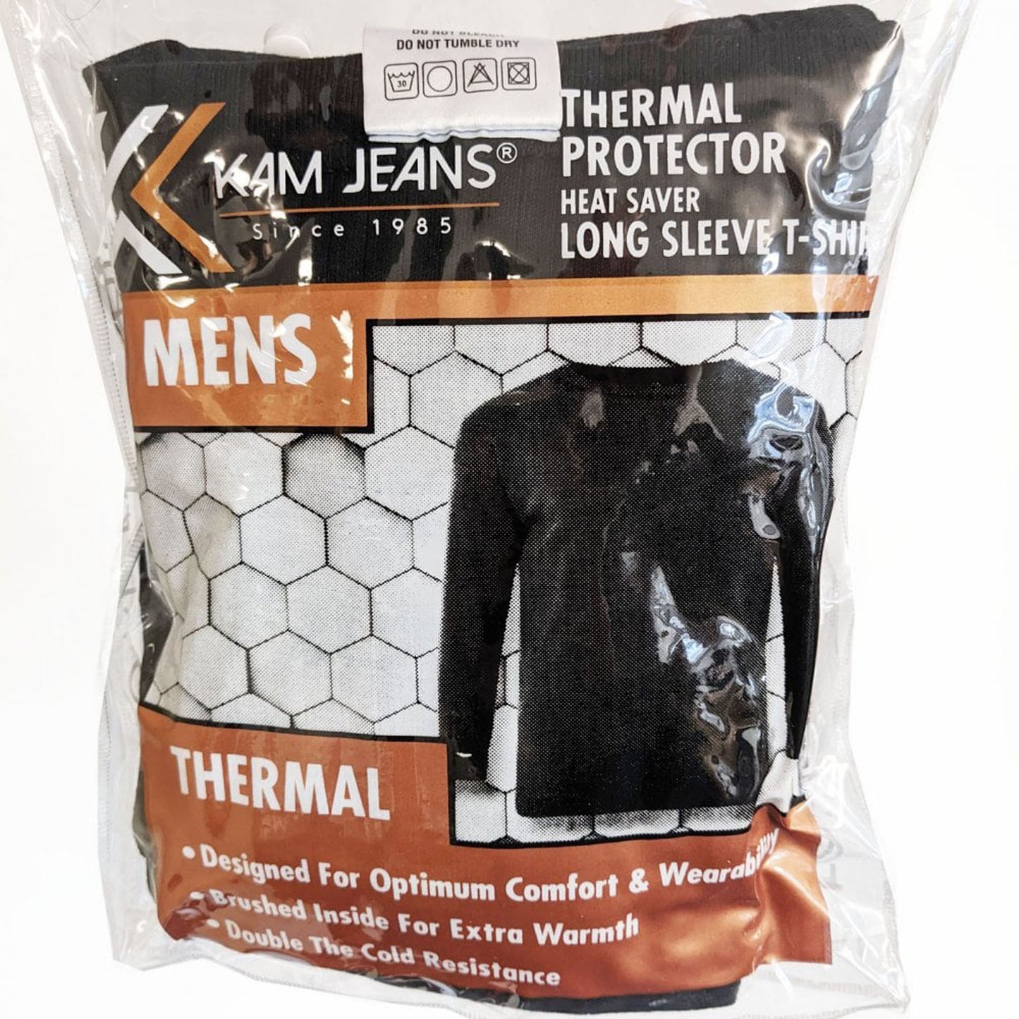 Kam Jeans Plus Size Thermal Long Sleeve T-Shirt Black