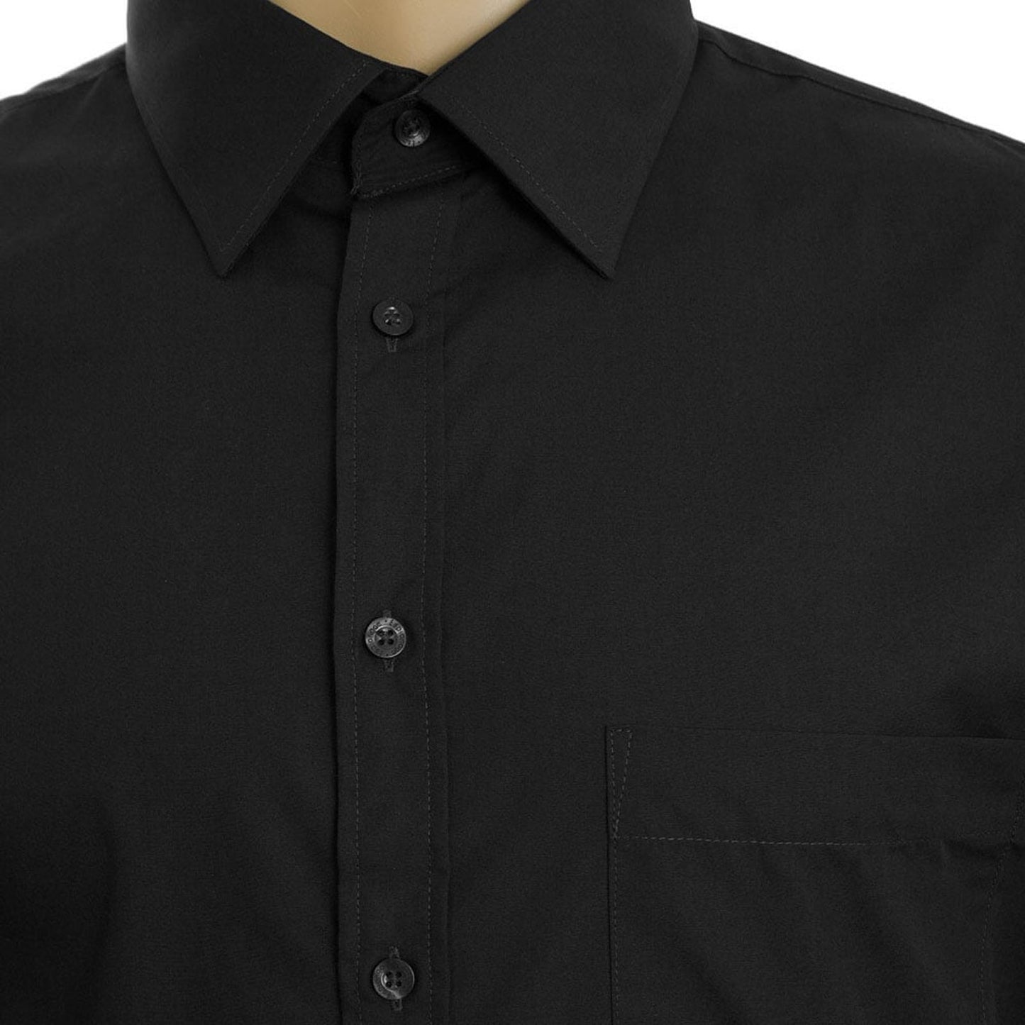 Espionage Plus Size Plain Collar Long Sleeve Shirt Black
