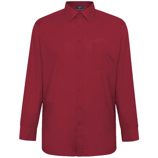 Espionage Plus Size Plain Collar Long Sleeve Shirt Wine