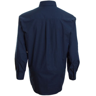 Espionage Plus Size Plain Collar Long Sleeve Shirt Navy