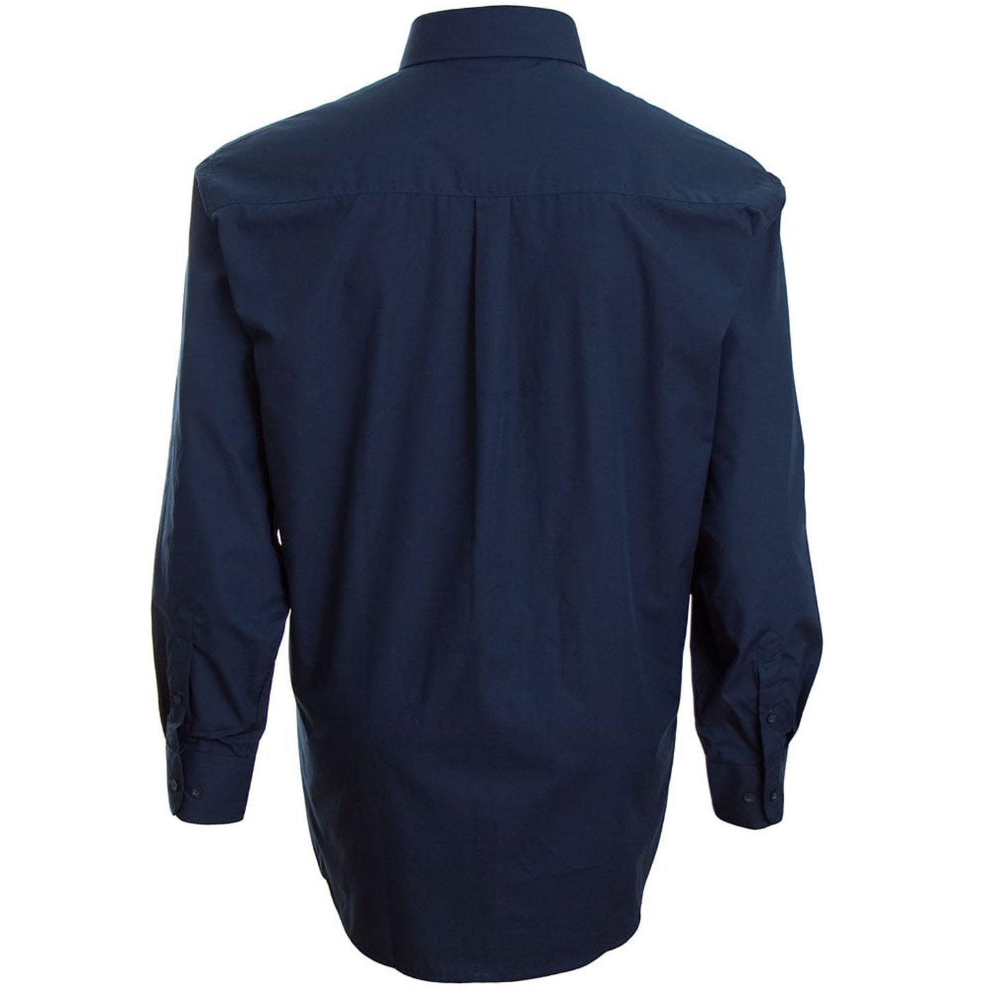 Espionage Plus Size Plain Collar Long Sleeve Shirt Navy