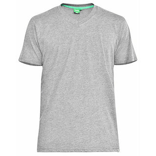 D555 Plus Size Signature Combed Cotton V-Neck T-Shirt Grey Melange