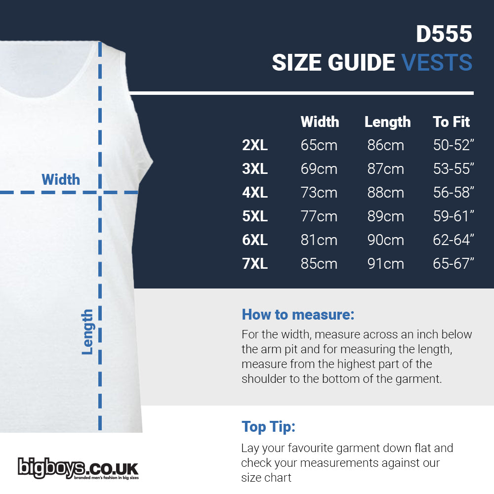 D555 Plus Size Fabio Plain Muscle Vest Navy