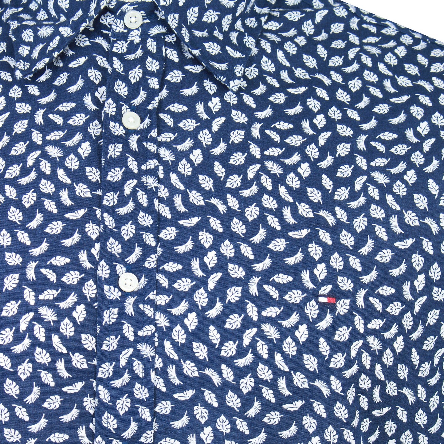 Tommy Hilfiger Plus Size Linen Blend Aop Short Sleeve Shirt Preppy Navy