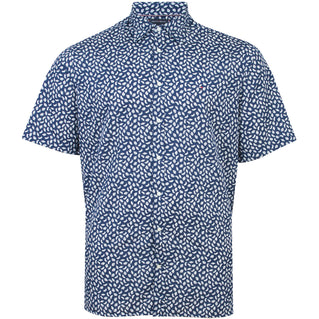 Tommy Hilfiger Plus Size Linen Blend Aop Short Sleeve Shirt Preppy Navy