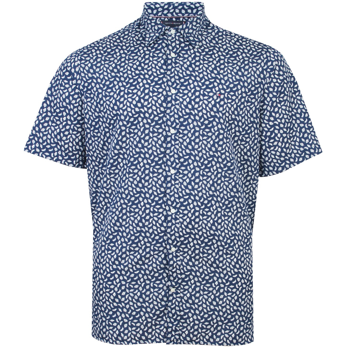 Tommy Hilfiger Plus Size Linen Blend Aop Short Sleeve Shirt Preppy Navy