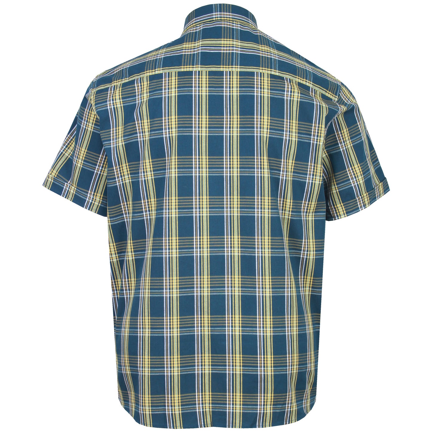 Kam Jeans Plus Size Check Short Sleeve Shirt Teal