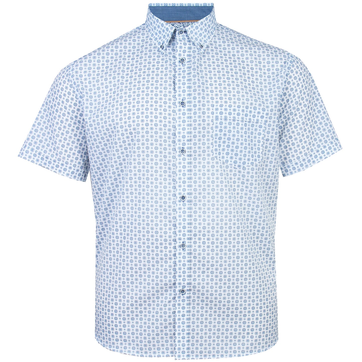 Kam Jeans Plus Size Jewel Pattern Short Sleeve Shirt Blue