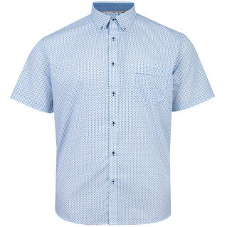 Kam Jeans Plus Size Geo Print Short Sleeve Shirt Blue