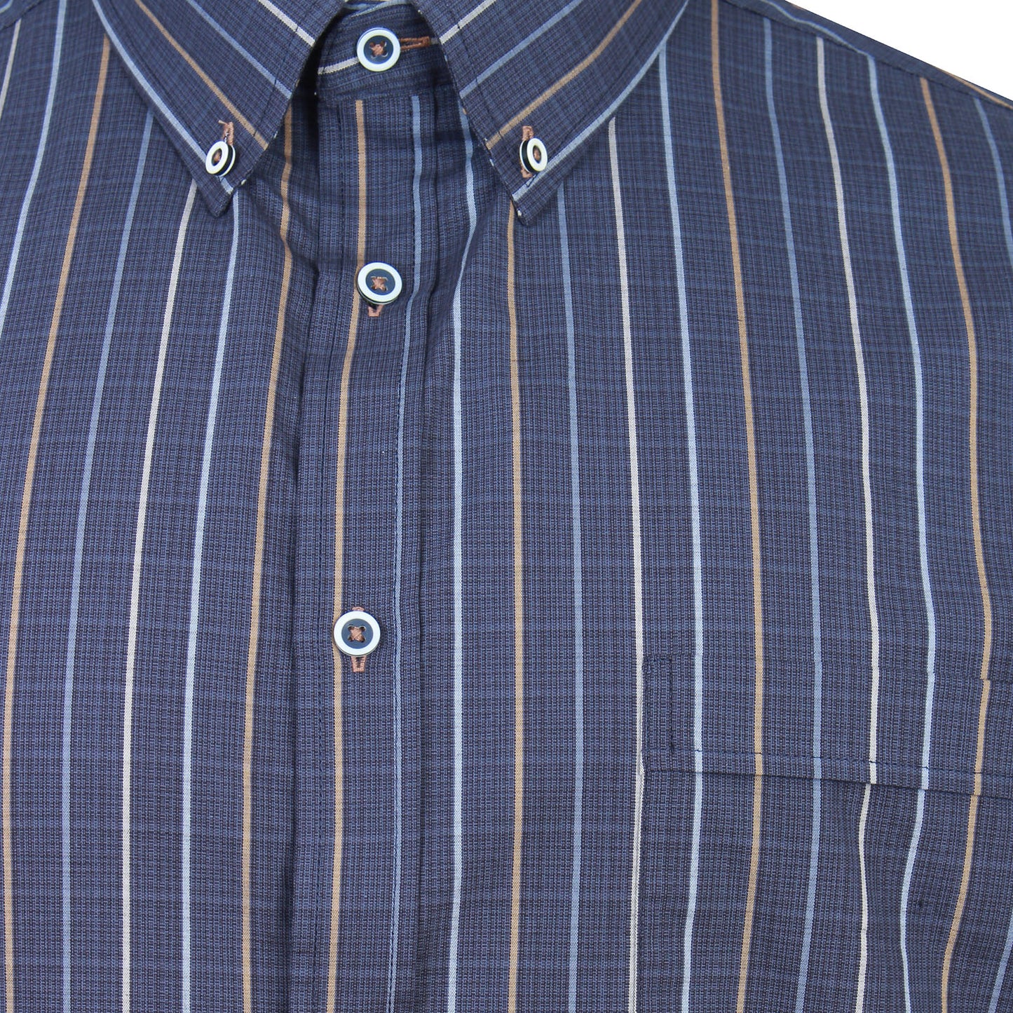 Kam Jeans Plus Size Stripe Short Sleeve Shirt Navy