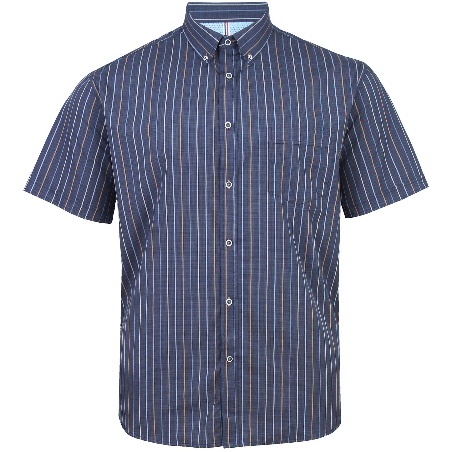 Kam Jeans Plus Size Stripe Short Sleeve Shirt Navy