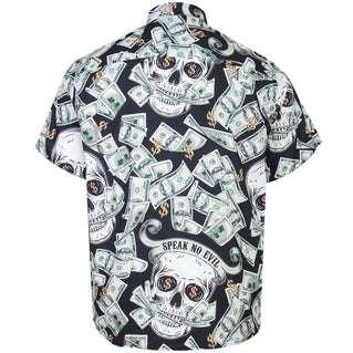 Kam Jeans Plus Size Dollar Bills Short Sleeve Shirt Black