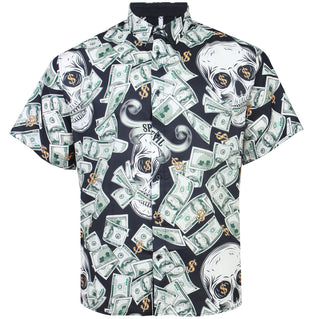 Kam Jeans Plus Size Dollar Bills Short Sleeve Shirt Black