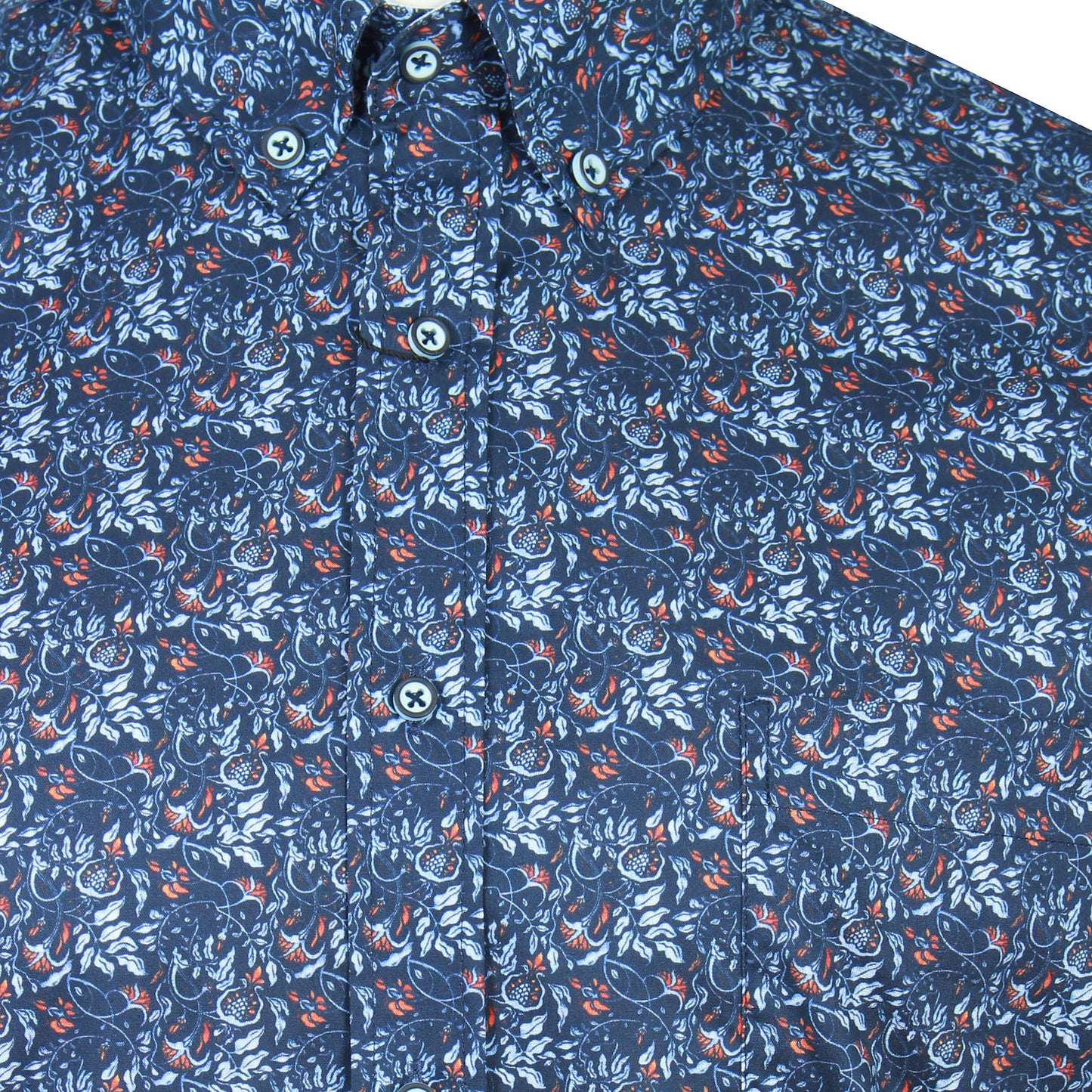 Kam Jeans Plus Size Premium Floral Short Sleeve Shirt Moonlight