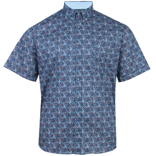 Kam Jeans Plus Size Premium Floral Short Sleeve Shirt Moonlight