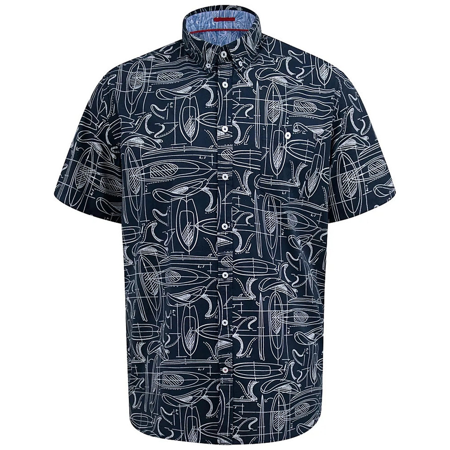 D555 Plus Size Worthing Surf Print Short Sleeve Shirt Navy