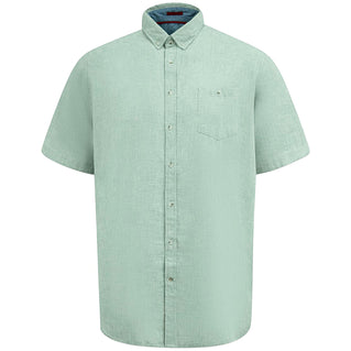 D555 Plus Size Falmouth Cotton Linen Short Sleeve Shirt Mint