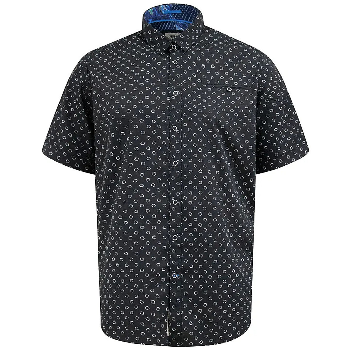 D555 Plus Size Matlock Micro Print Short Sleeve Shirt Black