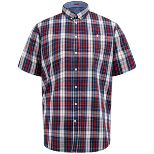 D555 Plus Size Shields Check Short Sleeve Shirt Red