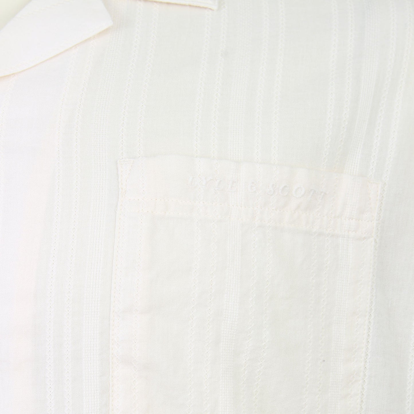 Lyle & Scott Plus Size Broderie Resort Short Sleeve Shirt Natural