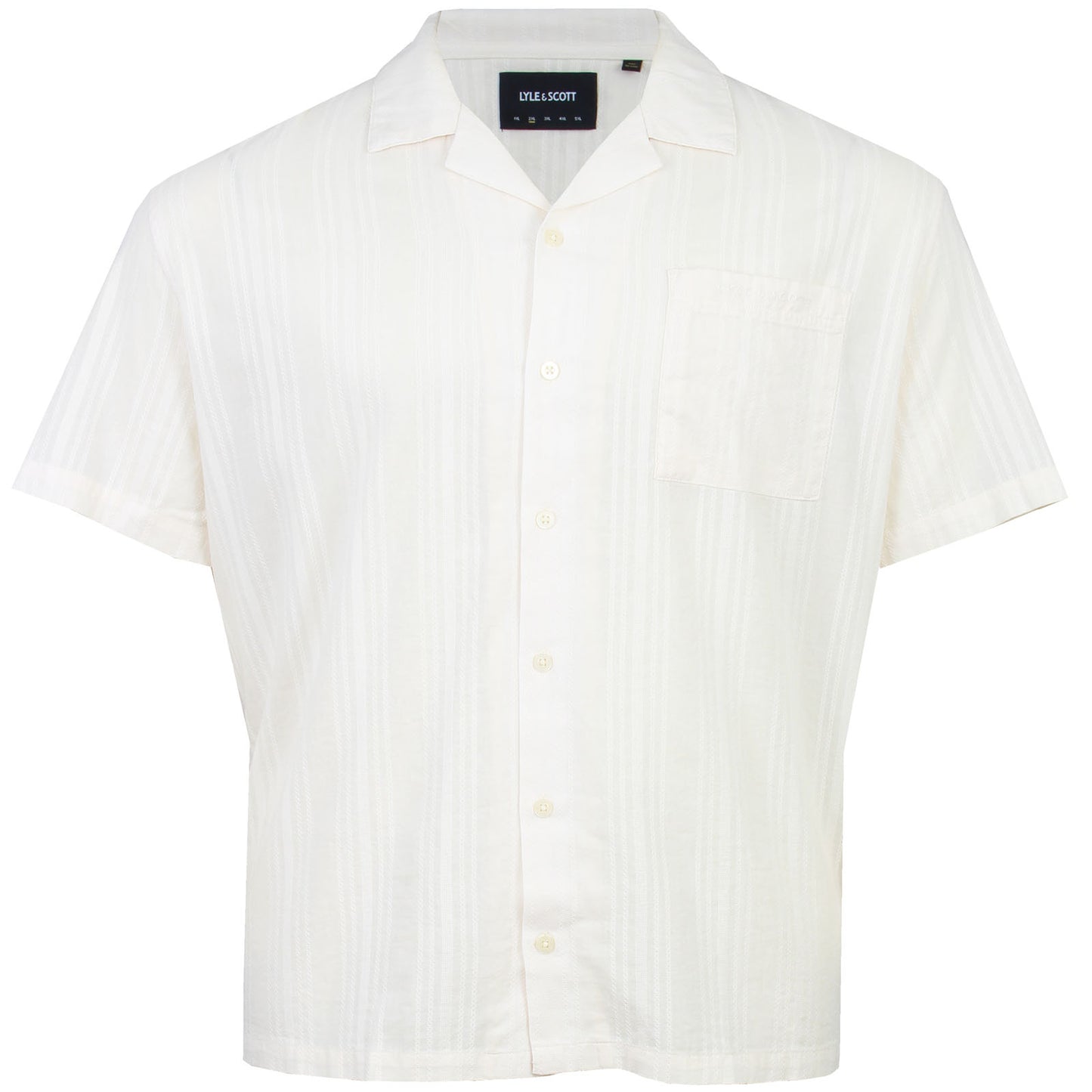 Lyle & Scott Plus Size Broderie Resort Short Sleeve Shirt Natural