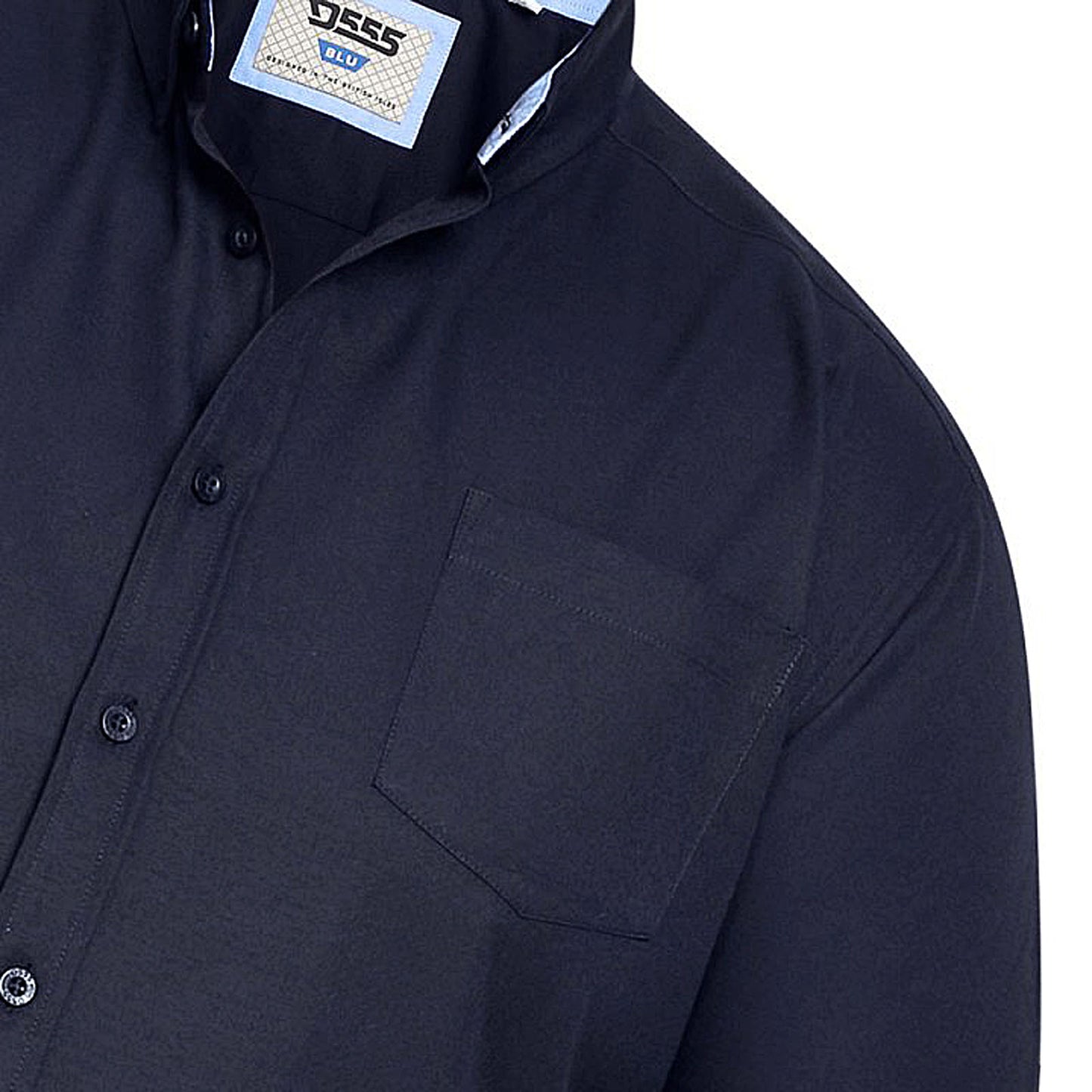 D555 Plus Size James Basic Oxford S/S Shirt Navy