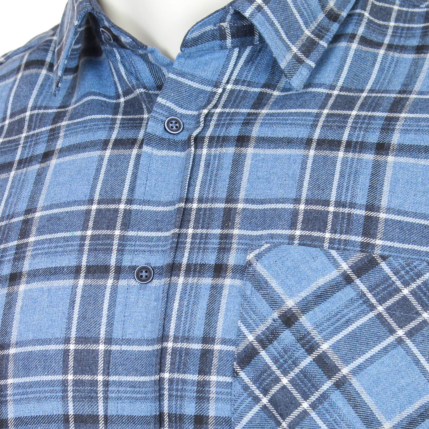 Kam Jeans Plus Size Premium Flannel Check L/S Shirt Denim