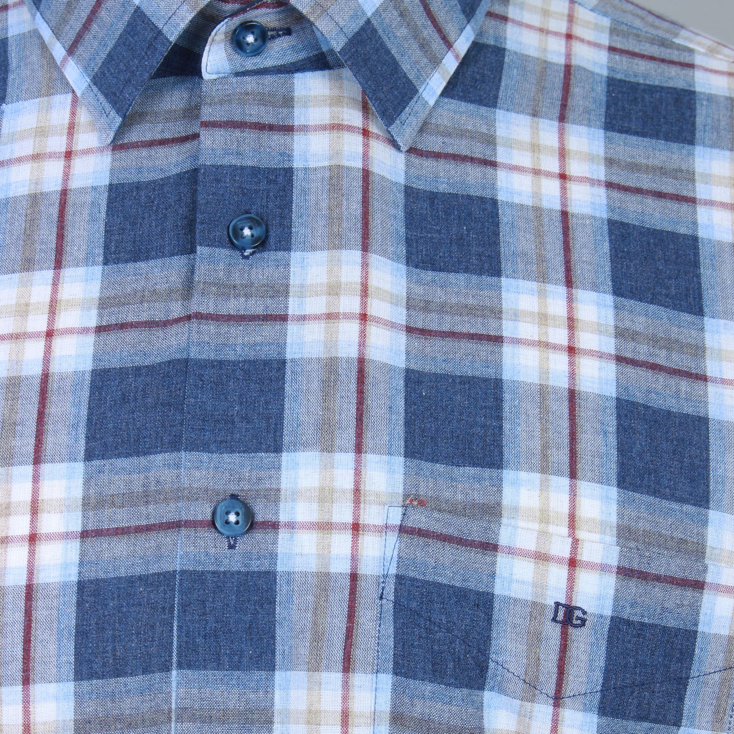 Dg’S Drifter Plus Size Marl Check Short Sleeve Shirt Navy