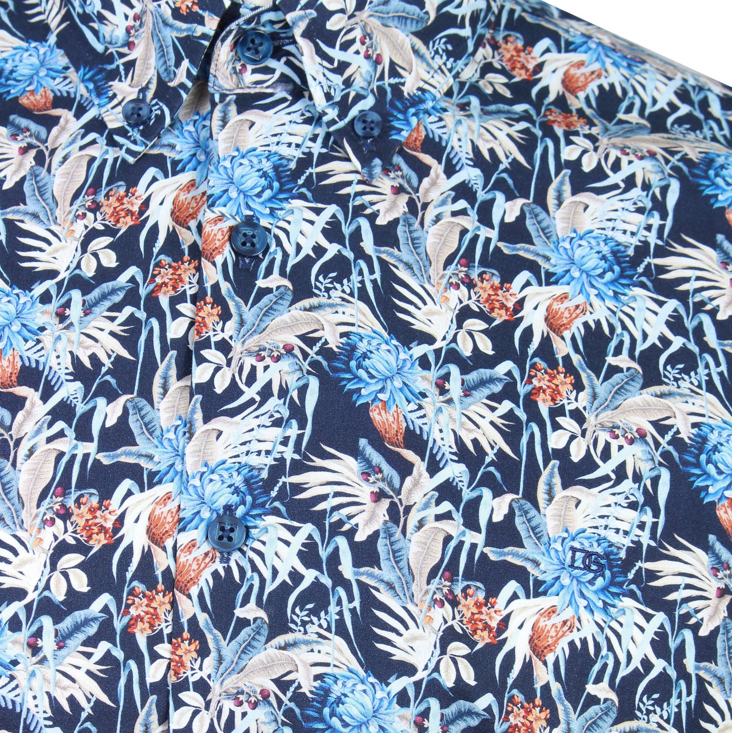 Dg’S Drifter Plus Size Flower Print Short Sleeve Shirt Navy