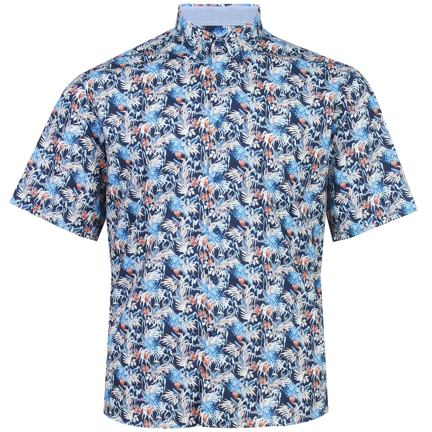 Dg’S Drifter Plus Size Flower Print Short Sleeve Shirt Navy