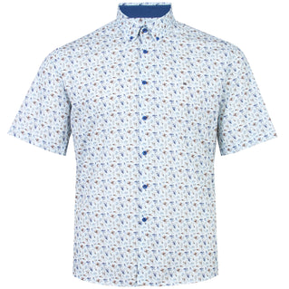 Dg’S Drifter Plus Size Leaf Print Short Sleeve Shirt Blue