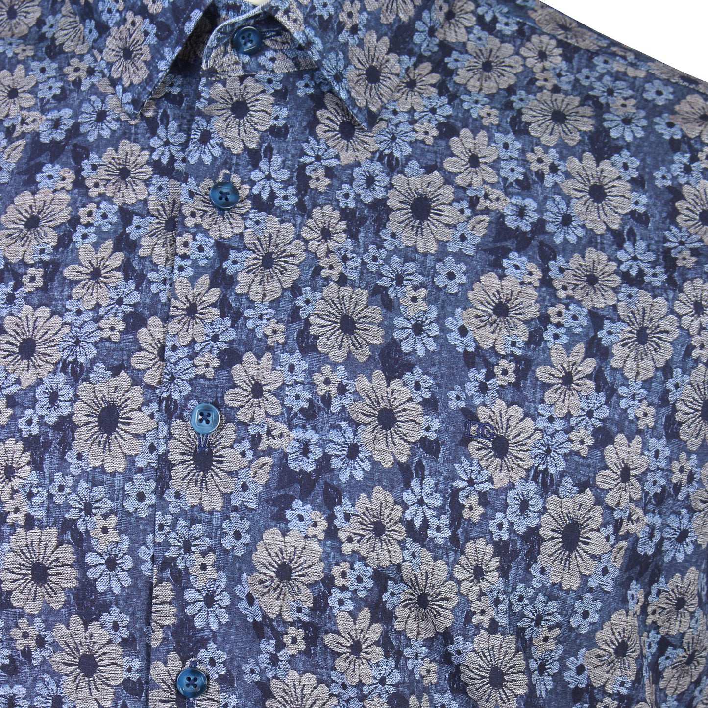 Dg’S Drifter Plus Size All Over Flower Short Sleeve Shirt Navy