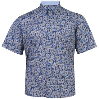 Dg’S Drifter Plus Size All Over Flower Short Sleeve Shirt Navy