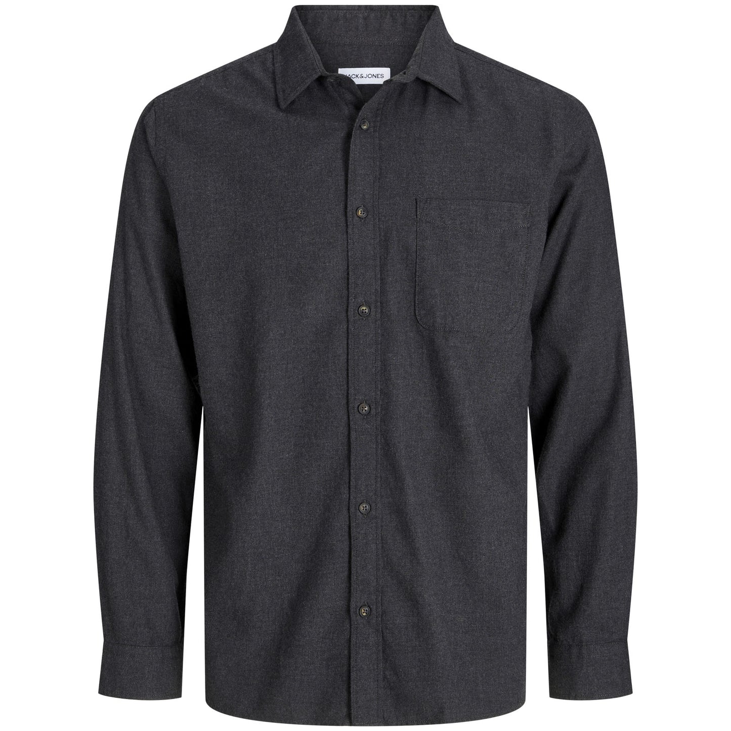 Jack & Jones Plus Size Classic Melange Long Sleeve Shirt Dark Grey