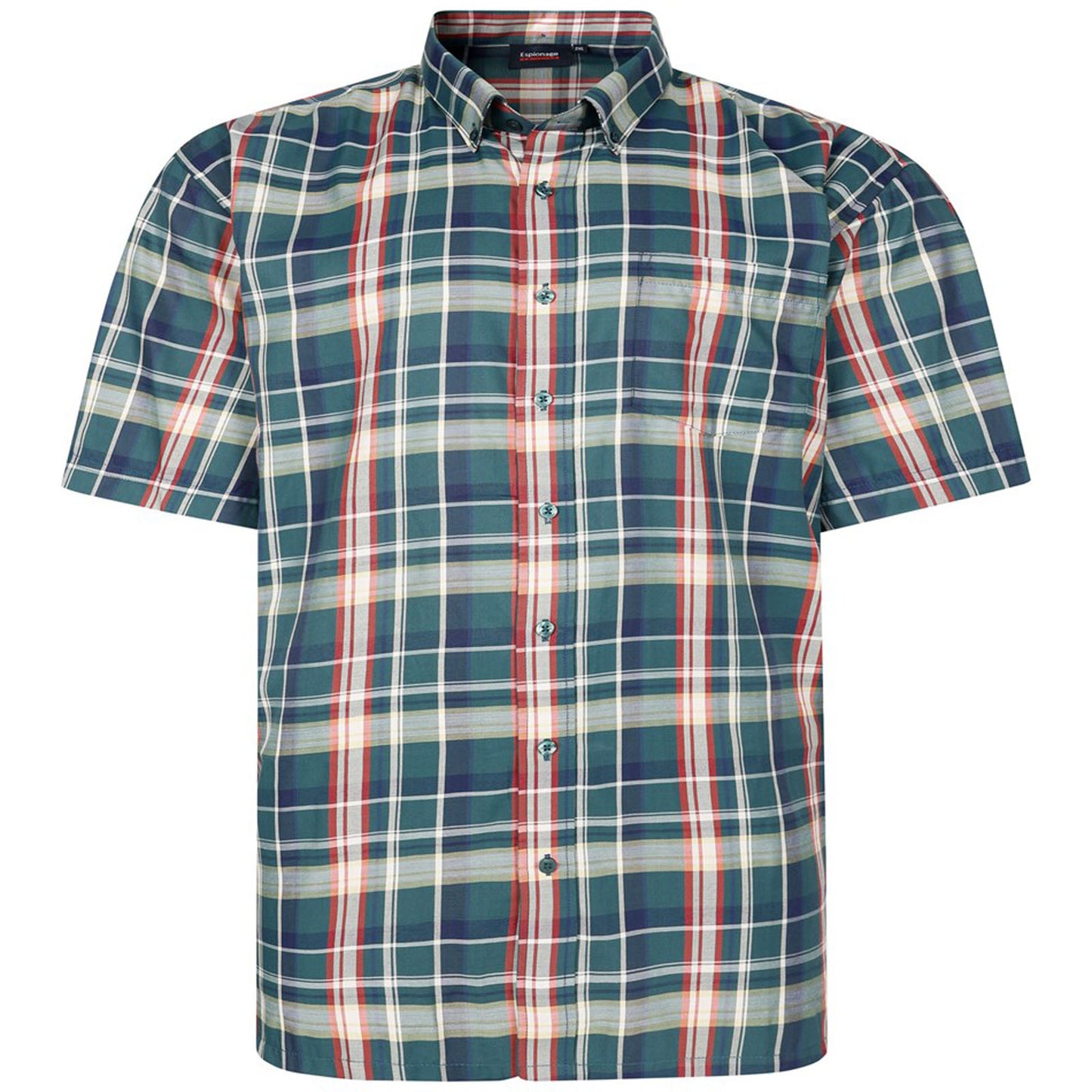 Espionage Plus Size Sh447 Check Short Sleeve Shirt Green