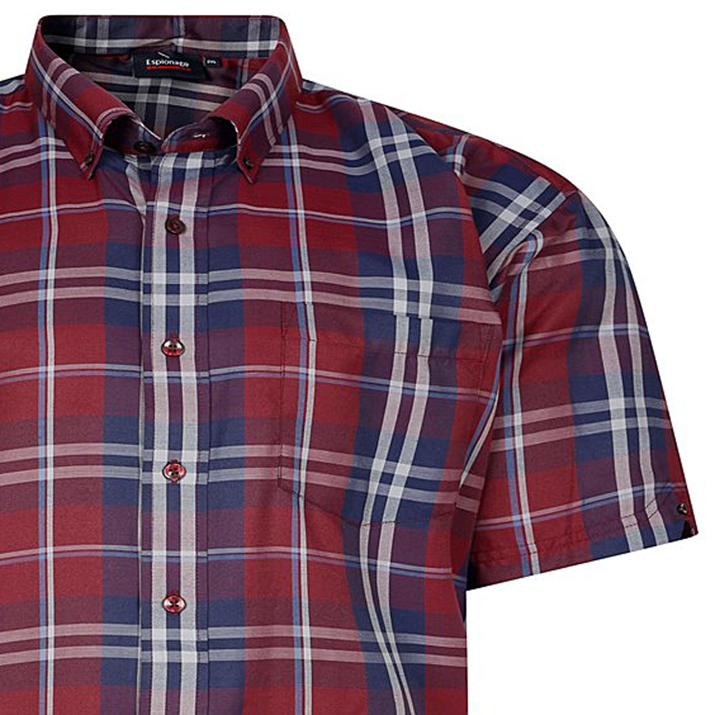 Espionage Plus Size Sh447 Check Short Sleeve Shirt Burgundy