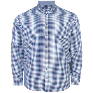 Kam Jeans Plus Size Kbs 6351 Classic Gingham Long Sleeve Shirt Navy