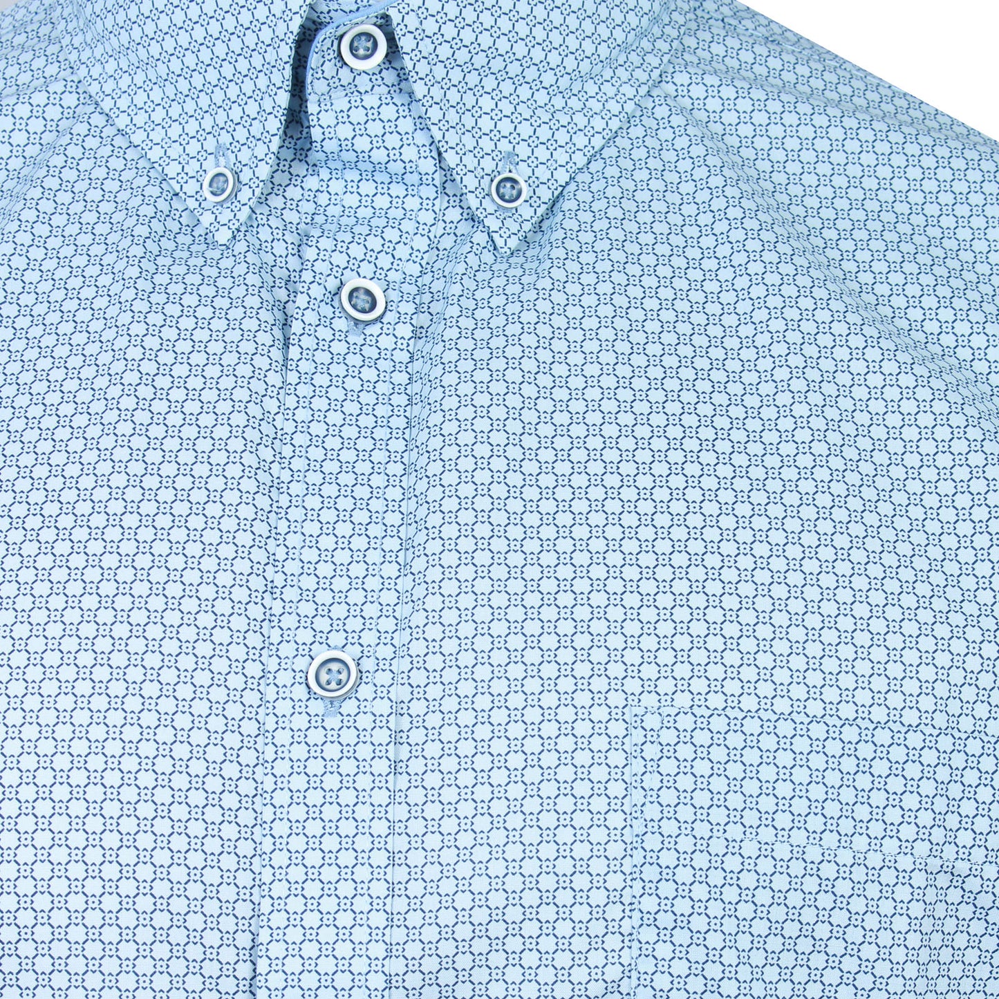 Kam Jeans Plus Size Kbs6361 Geo Print Short Sleeve Shirt Sky Blue
