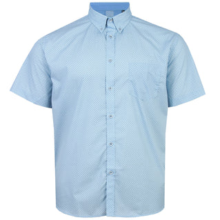Kam Jeans Plus Size Kbs6361 Geo Print Short Sleeve Shirt Sky Blue