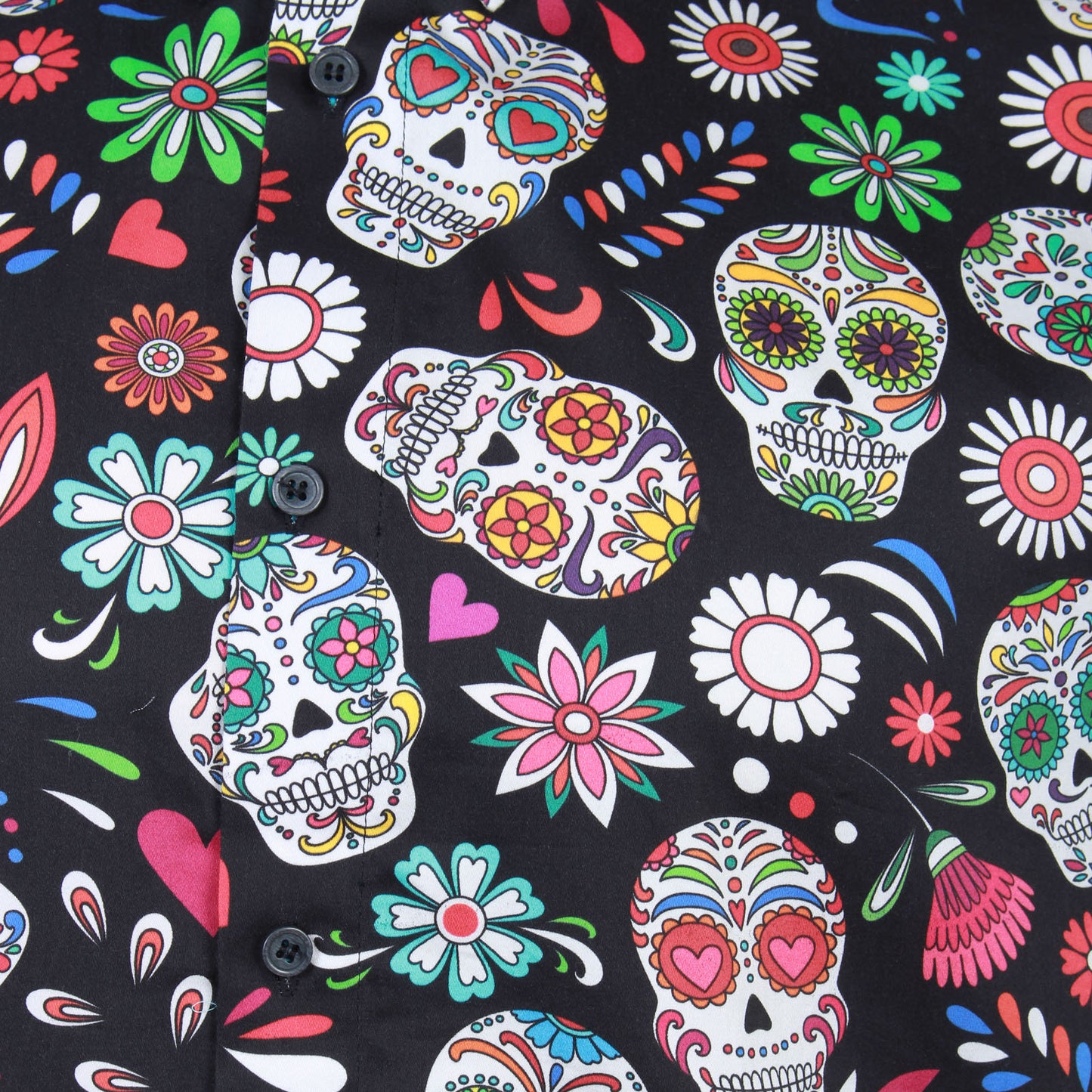 Kam Jeans Plus Size Kbs6069 Skull Print Short Sleeve Shirt Black