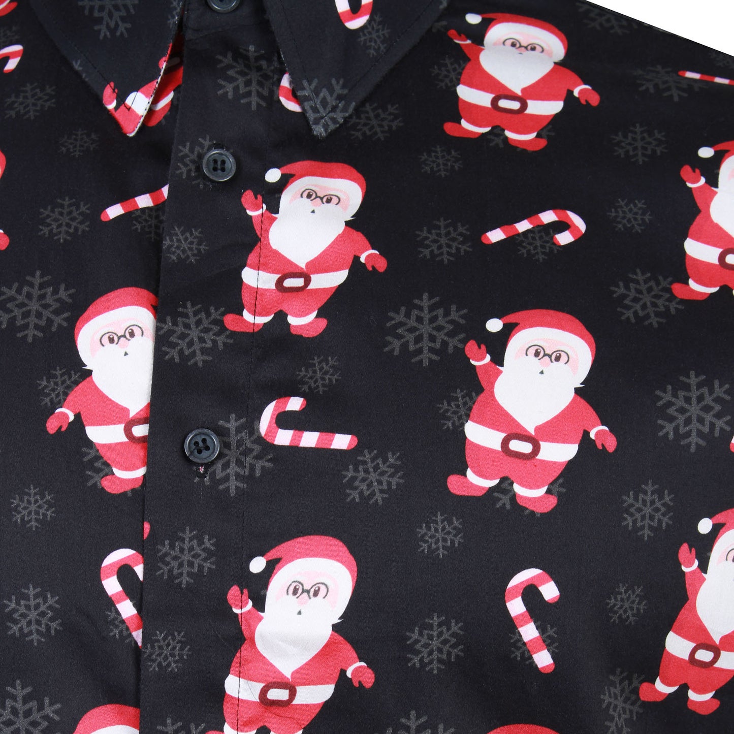 Kam Jeans Plus Size Kbsx037 Santa Snow Flake Print Xmas Shirt Black