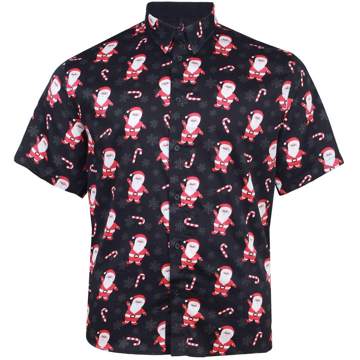 Kam Jeans Plus Size Kbsx037 Santa Snow Flake Print Xmas Shirt Black