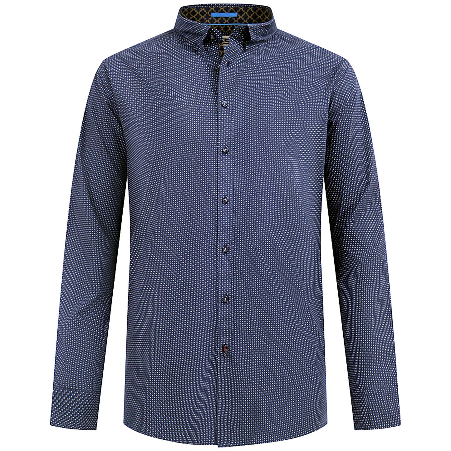 D555 Plus Size Middlesborough Micro Aop Long Sleeve Shirt Navy