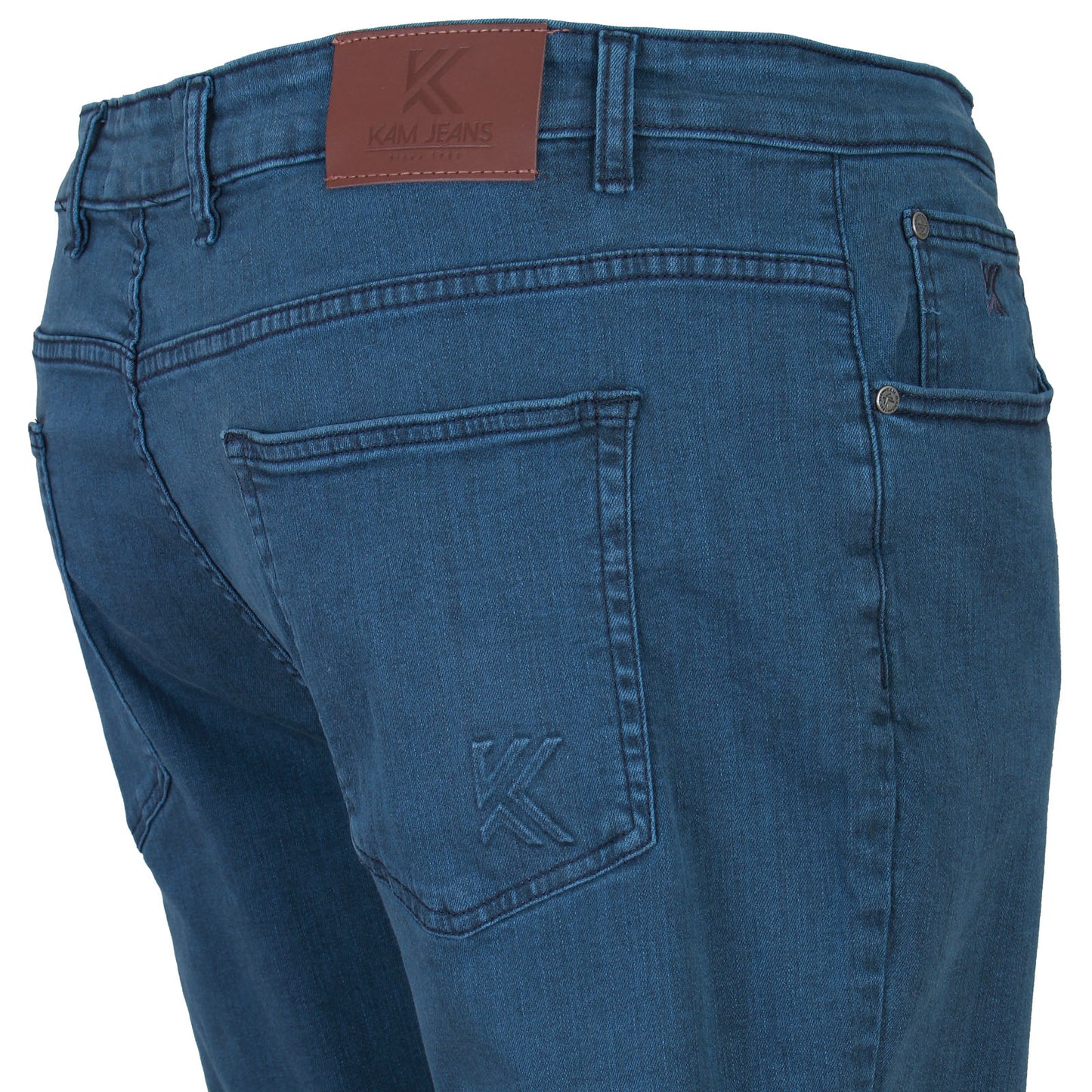 Kam Jeans Plus Size Embossed Regular Fit Jeans Smokey Blue