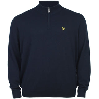 Lyle & Scott Plus Size Cotton Merino Quarter Zip Jumper Dark Navy